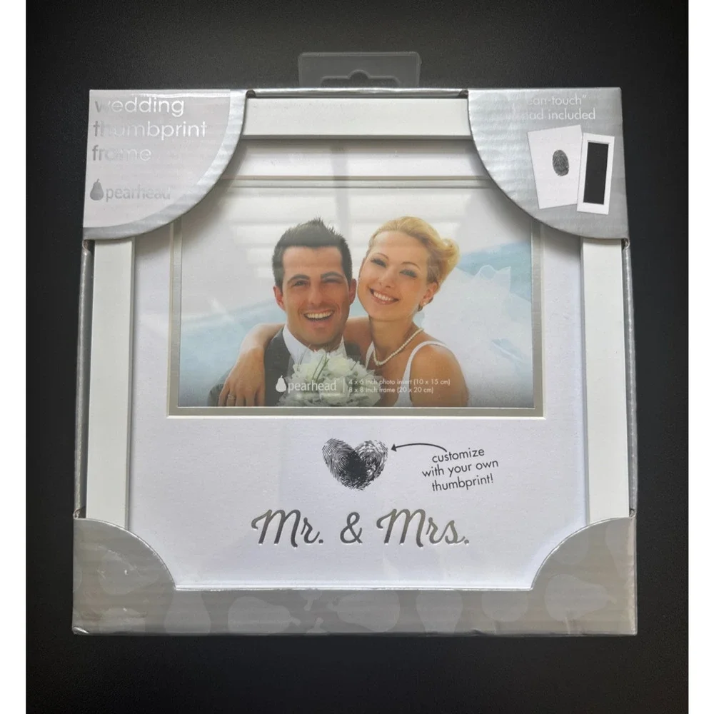 Pearhead Heart Thumbprint 8x8x0.63 Inch (Pack of 1), Frame